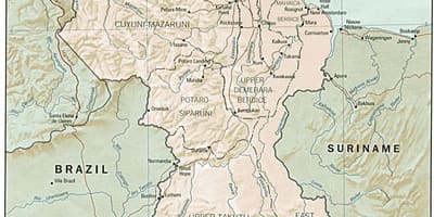 نقشہ دکھا amerindian بستیوں میں گیانا